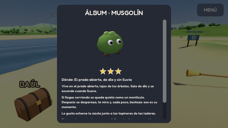 The musgolín's entry in the album: its model, three stars and its notes