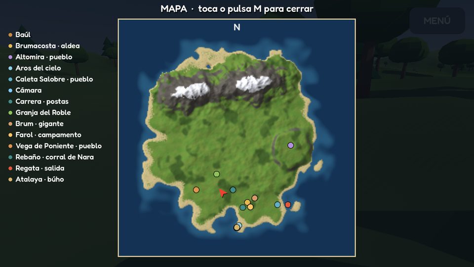 Island map with its marker legend