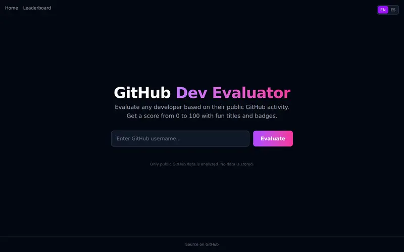 Captura de GitHub Dev Evaluator